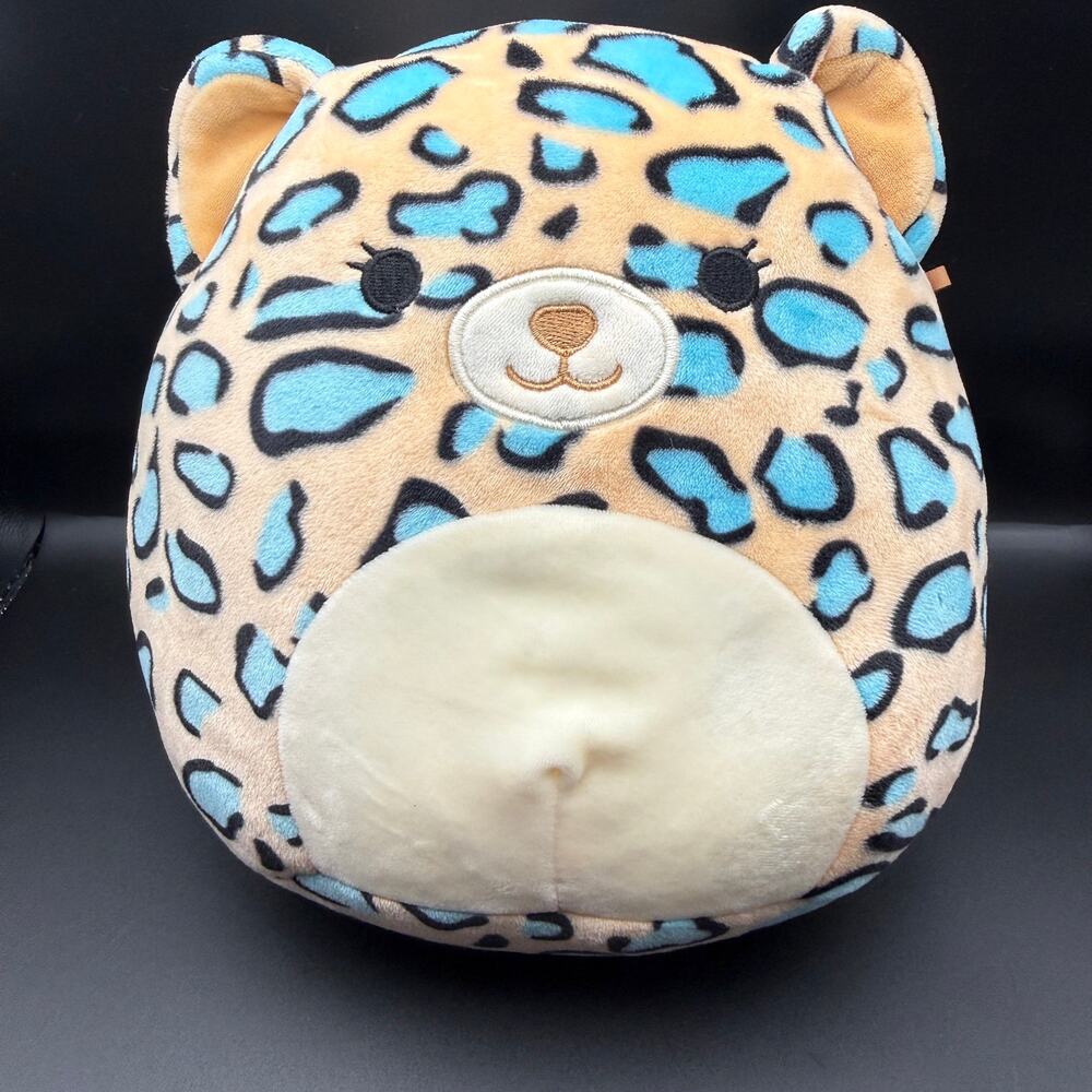 Squishmallows Liv Emanga Teal Leopard 8" 2019 Kellytoy Blue Spots Plush